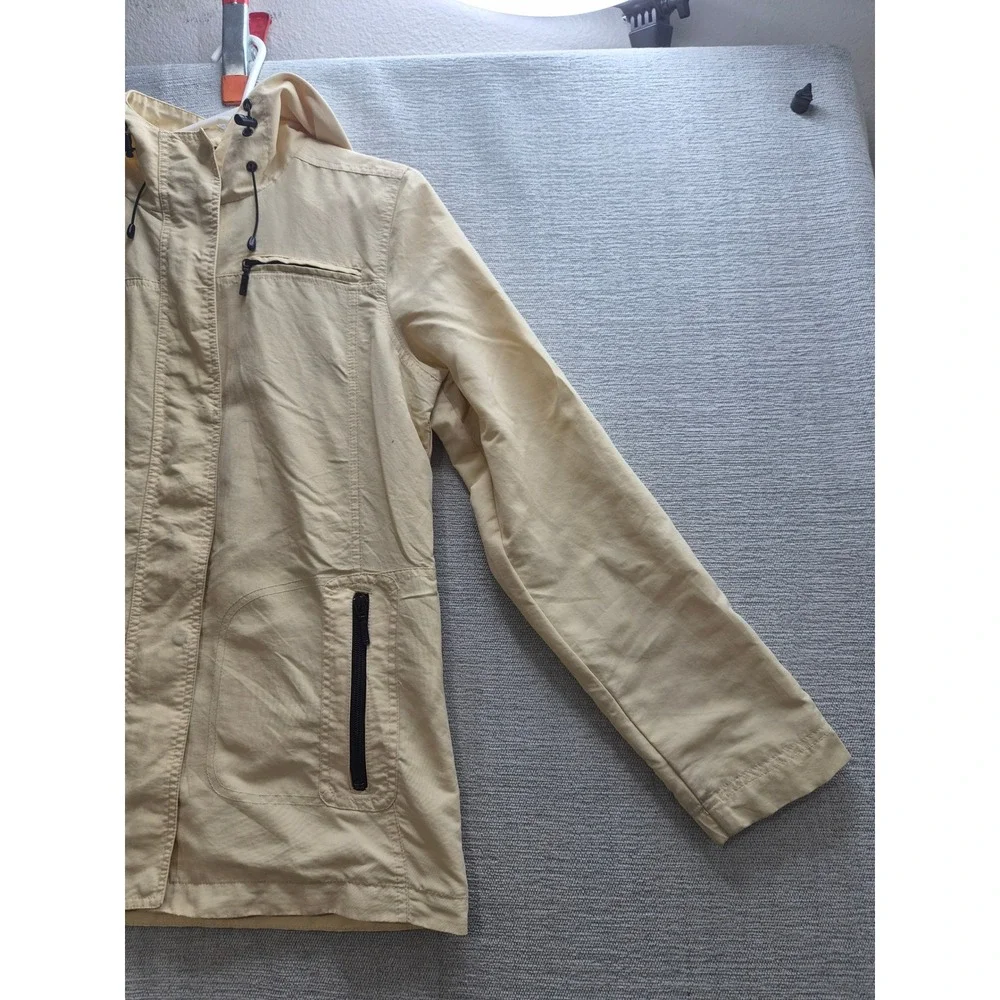 Eddie Bauer Windbreaker Jacket Womens Small Yellow Nylon Winter Hooded Full Zip